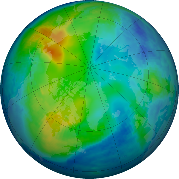 Arctic ozone map for 15 November 1992